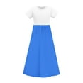 thumbnail image 4 of CYRBOKO Girls Dresses with Pockets, Holiday Casual Short Sleeve Midi Dresses Blue Size 7-8 T, 4 of 8