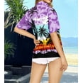 thumbnail image 2 of HAPPY BAY Hawaiian Shirts Womens Casual Summer Beach Party Short Sleeve Blouse Shirt Dressy Blouses Button up Dress Tee Shirts T Shirts for Women L Palm Tree View, Autumn Purple, 2 of 6