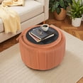 thumbnail image 4 of DREAMSIDEA Velvet Upholstered Round Storage Ottoman with Removable Lid Footrest Stool for Living Room, Bedroom, Orange, 4 of 6