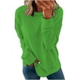 thumbnail image 2 of DYTTDG Women's Fashion Solid Color Round Neck Long Sleeve Shirt Daily Sports Casual Sweatshirt Loose Pullover Top Great Gifts for Less, 2 of 6