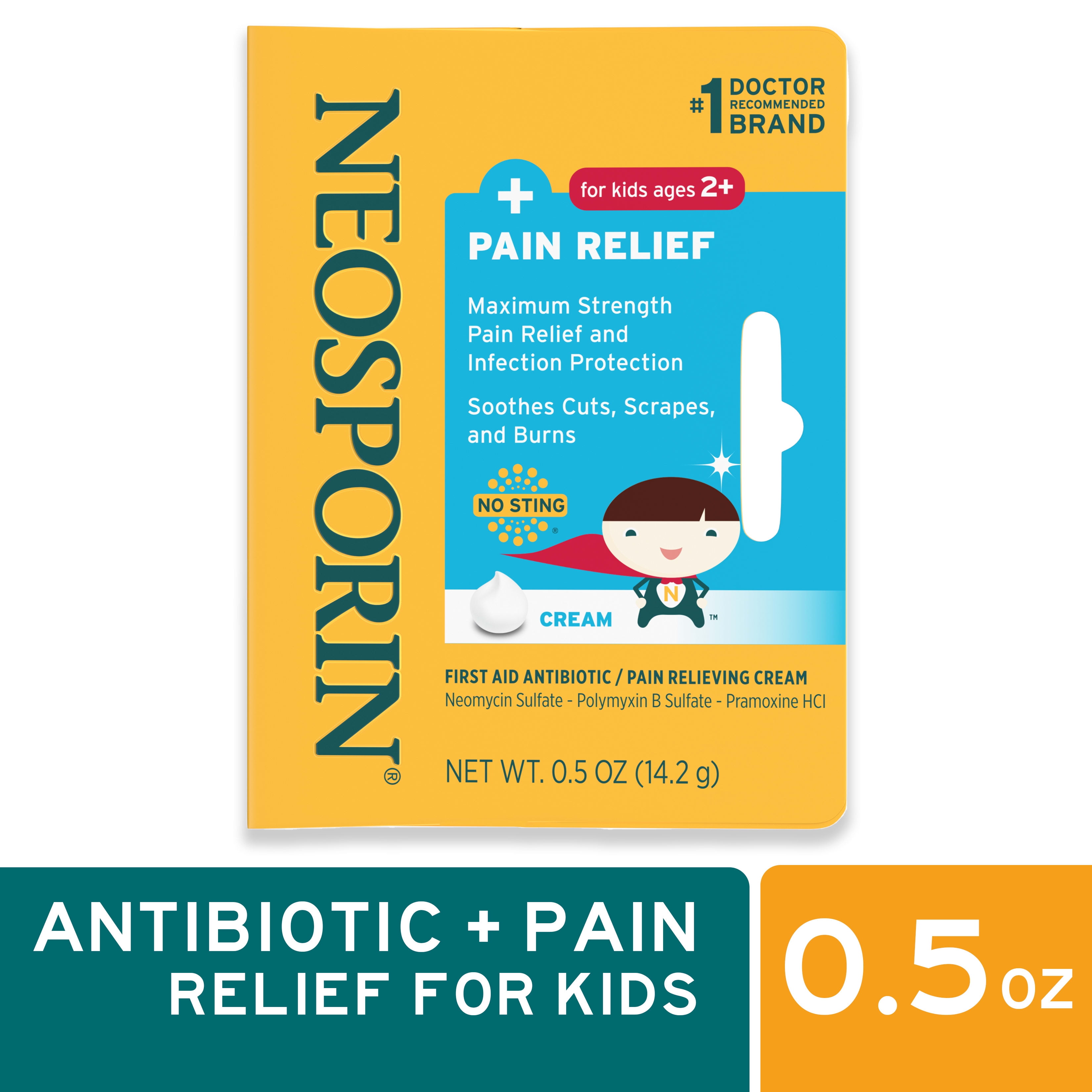 Neosporin First Aid Antibiotic + Pain Relief Cream For Kids,.5 Oz
