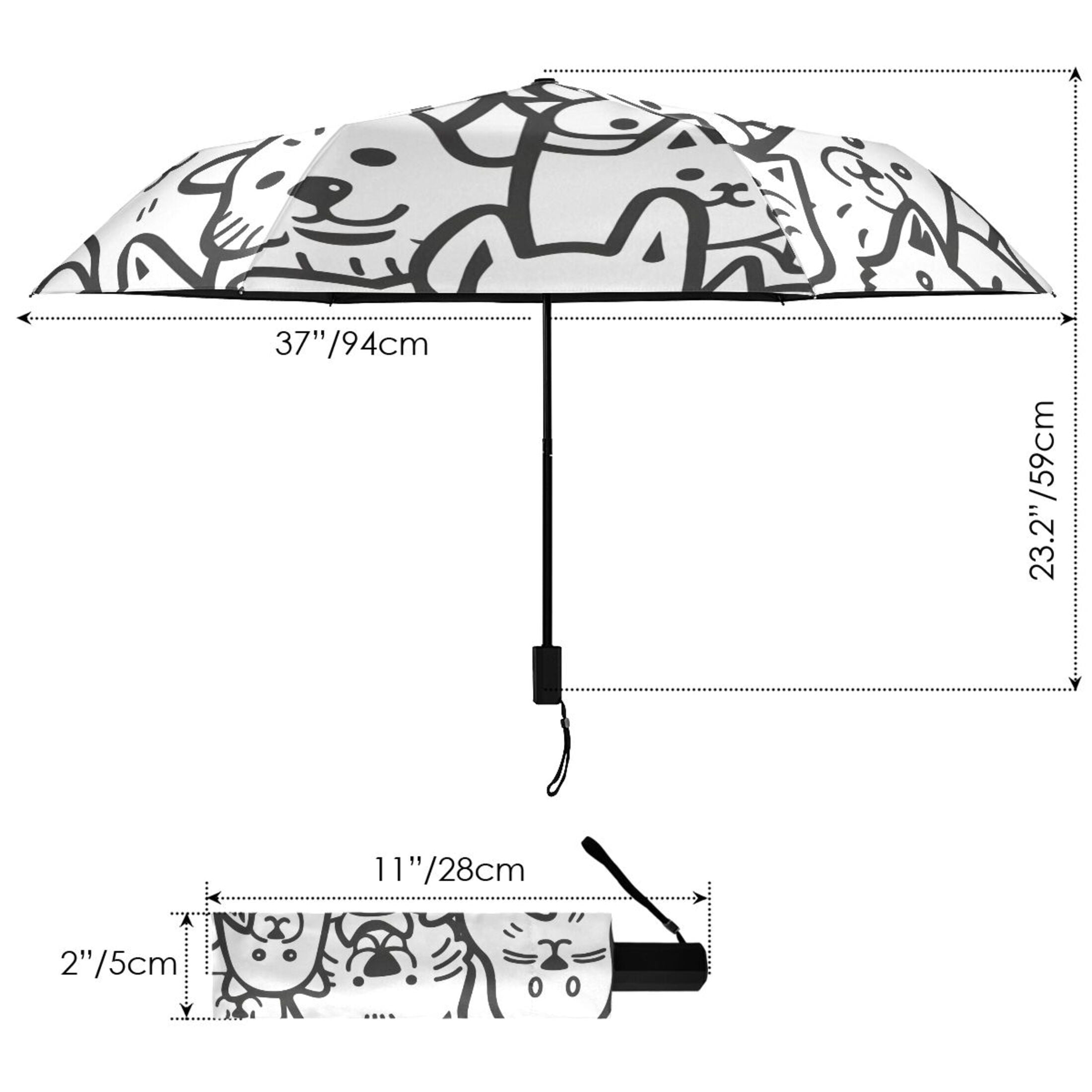 ALAZA Cute Funny Cat UPF 50+ Compact Folding Umbrella for Rain Travel Umbrella Packable