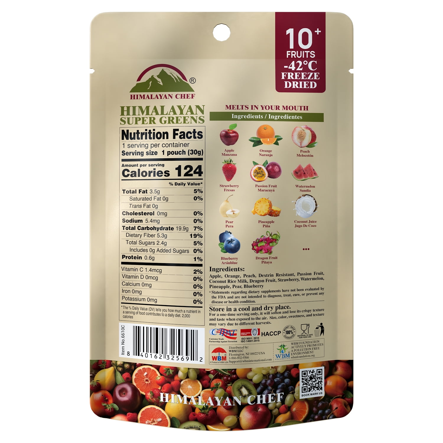 Himalayan Chef Super Reds Freeze-Dried Fruit Crisps, 30g/each 10 Pack | 10+ Superfood Fruits | Healthy Snacks Packed with Multivitamins, High Fiber & Antioxidants for Energy Boost