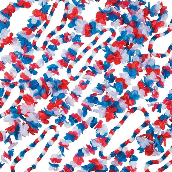 Patriotic Plastic Leis Assortment, Apparel Accessories, Fourth of July, 100 Pieces