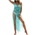 thumbnail image 2 of Luxalzxs Bikini Cover Ups for Women Swimsuit Cover Up Crochet Swim Coverups Sexy Hollow Out Swimwear Tassel Dress, 2 of 5