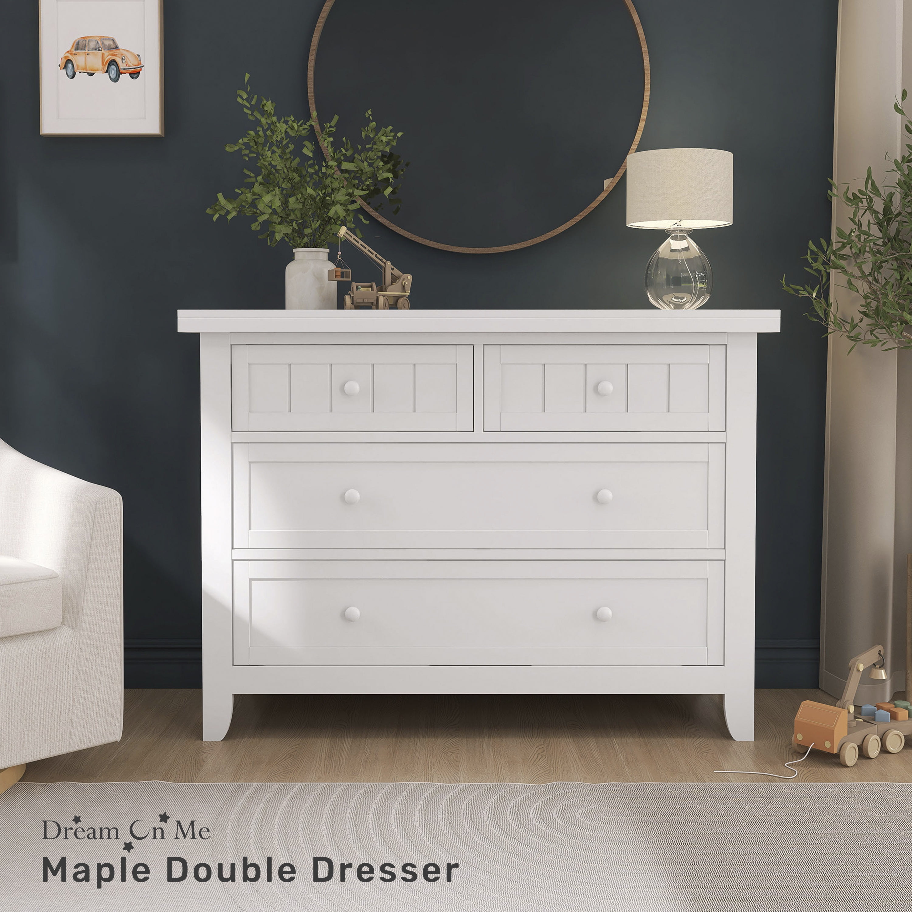 Dream On Me Maple Double Dresser, White