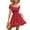 Red, variant on Women's Square Neck Tie Back Casual Dress Puff Sleeve A Line Mini Summer Flowy Comfortable Stylish Feminine Outfit