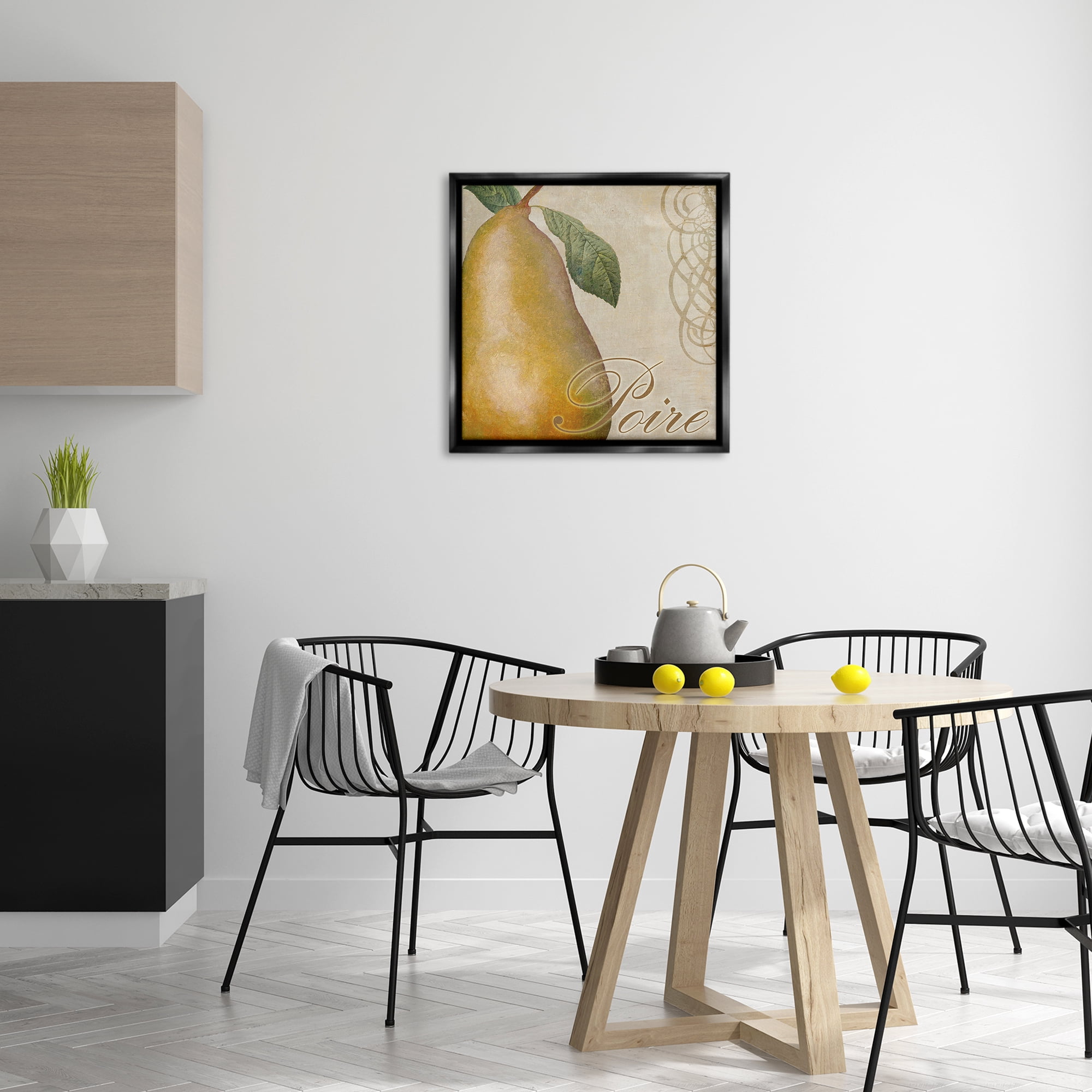 Stupell Industries Vintage French Pear Food & Beverage Painting Black Floater Framed Canvas Art Print Wall Art, 25 x 25
