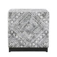 thumbnail image 2 of HomePop Cube Square Design Modern Tribal Pattern Fabric Ottoman in Black/White, 2 of 8