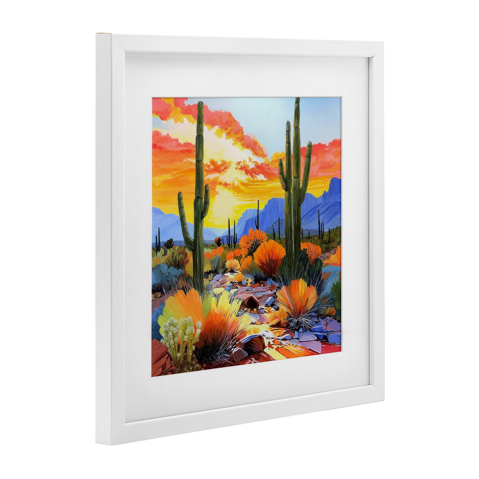Stupell Industries Desert Splendor Cacti White Framed Print Under Glass, design by John Jaster