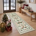 thumbnail image 3 of Findosom 2'x6' Christmas Runner Rug for Hallway, Machine Washable Reindeer Print Floor Carpet,Non-Slip Soft Stain Resistant Bedside Area Rug for Entryway Dining Room Home Decor Rugs,Beige, 3 of 8