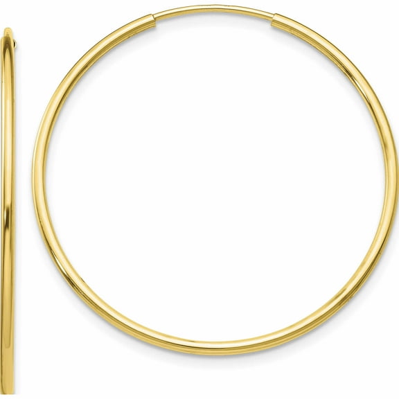 10K Yellow Gold Polished Endless Tube Hoop Earrings (34 X 34) Made In Peru 10t966
