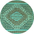 thumbnail image 1 of Ahgly Company Machine Washable Indoor Round Persian Turquoise Blue Traditional Area Rugs, 7' Round, 1 of 4