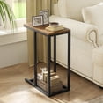 thumbnail image 4 of Gymax C-shaped End Table Modern Sofa Side Table w/ Adjustable Foot Pads Rustic Brown & Black, 4 of 9