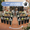 thumbnail image 6 of Floral Stand Plant Display Stand, 3-Tier Gold Steel Flower Stand, 12 Black Buckets, Lockable Wheels & Strengthened Frame for Indoor, Garden, Florist, Wedding Venues, 6 of 8