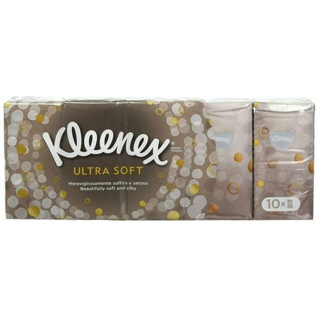 Kleenex Ultra Soft & Strong Facial Tissues, Travel Pocket Pack, 9 ct,:10 Pack