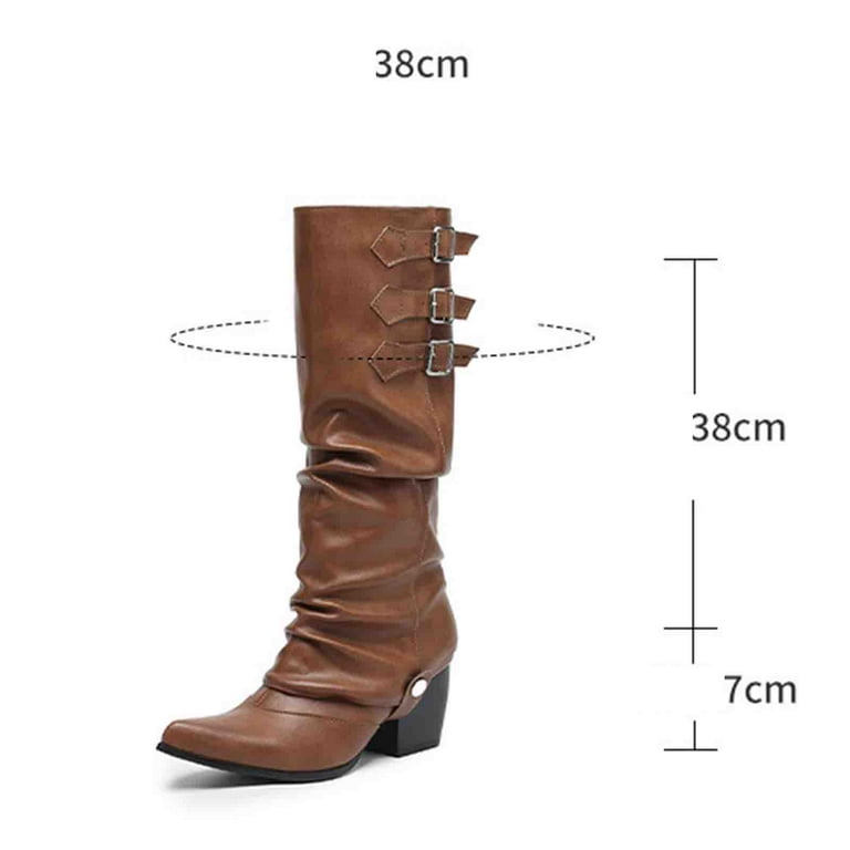 Mostsola Fold Over Knee High Boots Womens Slouchy Pointy Toe