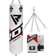 thumbnail image 2 of RDX Punching Bag for Boxing Training, 4ft 5ft Unfilled Heavy Bag Anti Swing Set With Punching Gloves and Hanging Chain, 3pc for Grappling, Kickboxing, MMA, Muay Thai, Karate, BJJ and Taekwondo, 2 of 8
