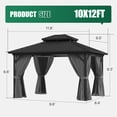 thumbnail image 4 of LazySunsets 12' X 10' Hardtop Gazebo with Double Roof Outdoor Gazebos for Patio Lawn and Garden Included Netting and Curtains, Gray, 4 of 9