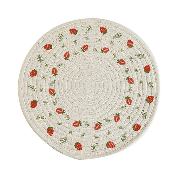 Kafsov Cotton Rope Handmade Round Placemats, Insulated Heat-Proof Table Mats for Dining, Kitchen, Easy-Clean, Multi-Size Options, Ideal for Daily Use, Events, and Gifts White