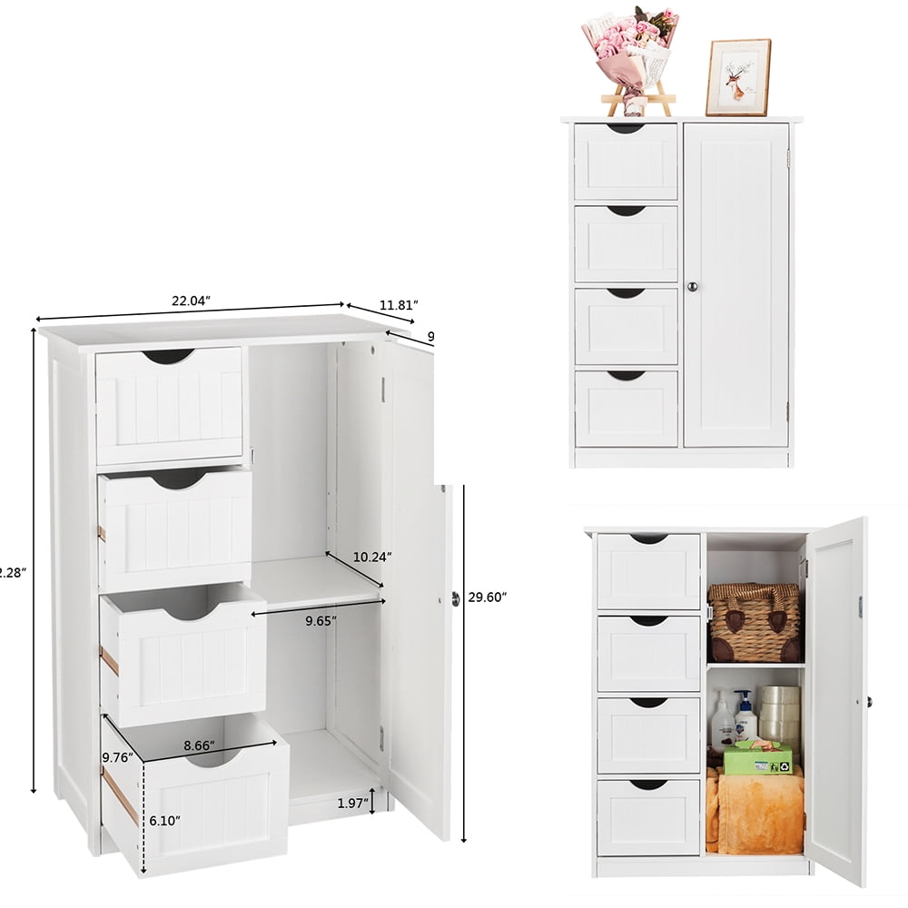 Peroptimist Bathroom Floor Wooden with 1 Door & 4 Drawer, Free