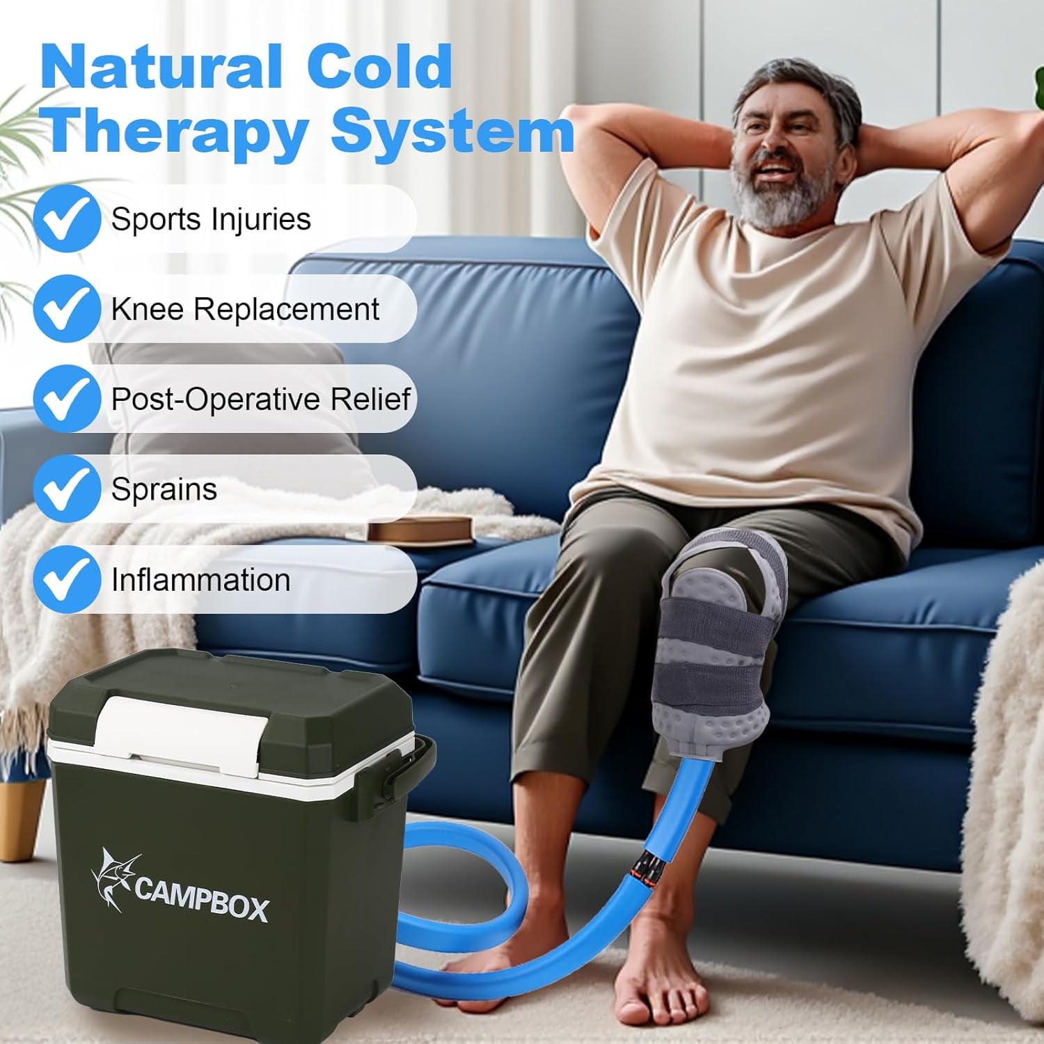 Cold Ice Machine for Knee Therapy System Knee/Joint Pad, Cooling Reservoir and Quiet Bump