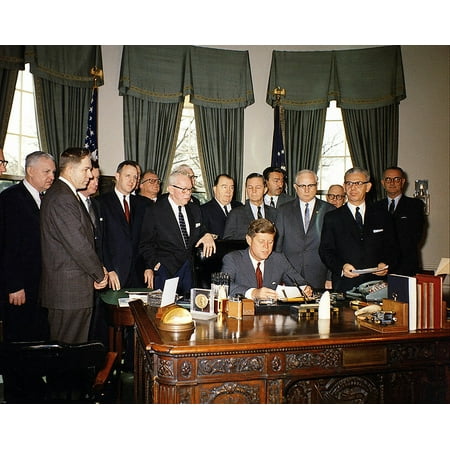 President John F Kennedy Signs Bill 1962 - 12x18 Inch Laminated Poster - Stunning Detail and Bold Colors