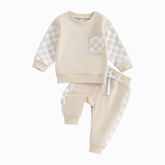 HCNTES Toddler Boy Winter Clothes Toddler Baby Boy Clothes 1T 2T 3T 4T 5T Fall Winter Outfits Contrast Color Long Sleeve Sweatshirt Pants Sets Baby Winter Clothes