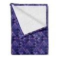 thumbnail image 2 of Mermaid Tail Soft Flannel Fleece Throw Blanket, Japanese Folk Inspired Cartoonish Squama Scales in Purple Color Palette, Cozy Plush for Indoor and Outdoor Use, 70" x 90", Multicolor, by Ambesonne, 2 of 5