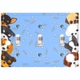 thumbnail image 1 of Metal Light Switch Plate Outlet Cover (Cute Tcup Dog Blue - Triple Toggle), 1 of 2
