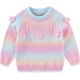thumbnail image 2 of Peacolate 3-7T Spring Fall Little Girls 2pcs Clothing Set Knit Sweater and Embroidered Jeans,Pink blue flower,7Years, 2 of 6
