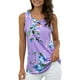 thumbnail image 3 of Chaleco de mujer Boho sin mangas sin mangas con estampado floral camiseta con cuello en V, morado claro, S seitruly AP002566-11, 3 of 7