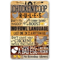 Chicken Coop Sign - Chicken Coop Rules - (Not Printed on Wood) - Durable Metal Sign - Use Indoor/Outdoor - Makes a Cute Chicken Farm Decor and Gift to Chicken Farm Owners Under $20 (8" x 12")