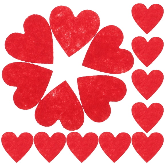 FUEENIRVA 200Pcs Sturdy Red Felt Heart Appliques for Sewing Craft Hair Clip Decorative Charm