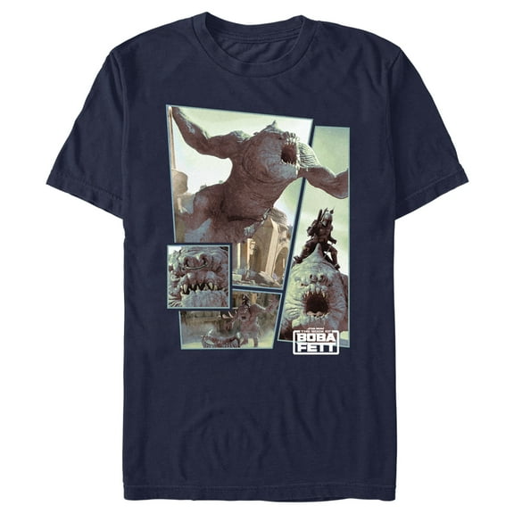 Men's Star Wars: The Book of Boba Fett Rancor Attack  Graphic Tee Navy Blue Small