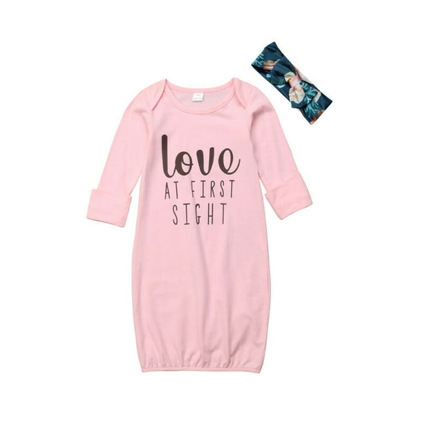 Ruewey Newborn Baby Girl Sleepwear Nightgown Floral Sleeping Gown