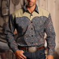 thumbnail image 1 of Camisas con botones para hombre, estilo vaquero occidental, estilo retro, informal, para fiestas, tribales, étnicas, tótem, , nuevo estilo, superventas, tallas europeas, 1 of 6