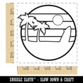 thumbnail image 2 of Retro Rainbow Beach Sunset Palm Trees Surfboard Square Rubber Stamp Stamping Scrapbooking Crafting - Large 2.75in, 2 of 7