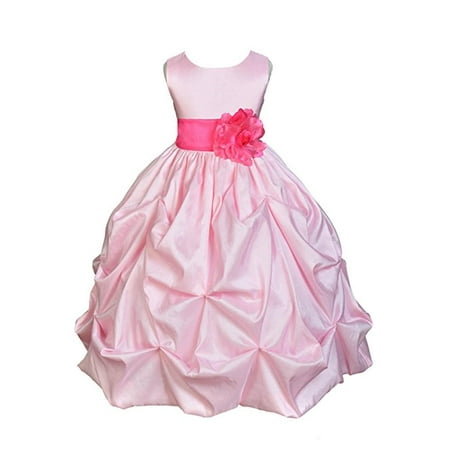 - Ekidsbridal Pink Satin Taffeta Pick-Up Bubble Flower Girl Dress Birthday Girl Dress Princess Dresses Ballroom Gown Special Occasion Dresses Easter Summer Dresses Pageant Gown Daily Dresses 301S