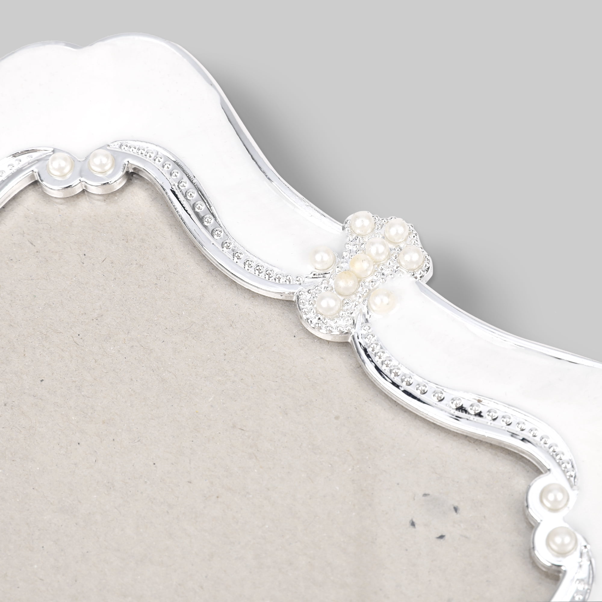 Unique Bargains Picture Frame Pearl Plated Photo Frame for Tabletop Display Silver 5x7 in