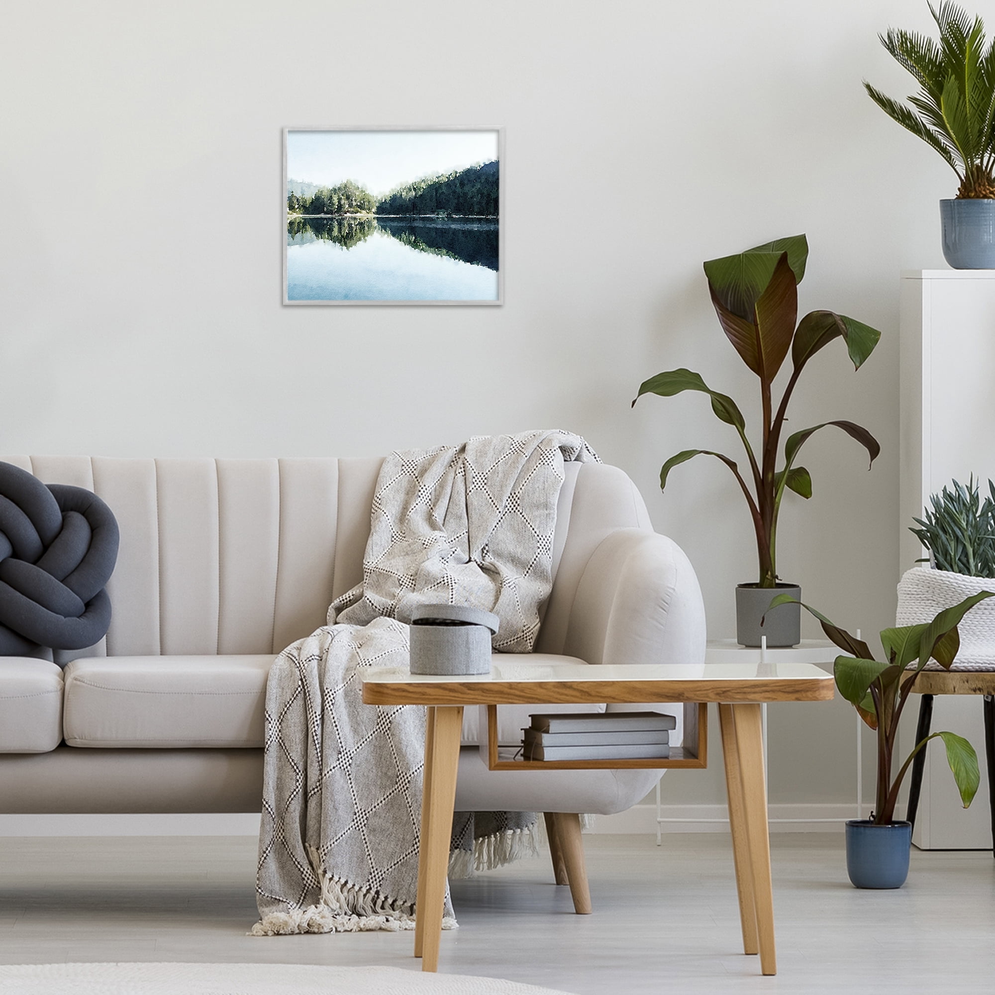 Stupell Industries Blue Lake Reflections Gray Framed Giclee Art, design by Kim Curinga