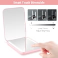 thumbnail image 6 of Rechargeable Pocket Mirror, Double Sided 1X/3X Magnification Compact Vanity Mirror, 3 Color Lights, Dimmable, Small Portable Wallet Mirror, Lighted Travel Mirror for Women Gifts, Pink, 6 of 6