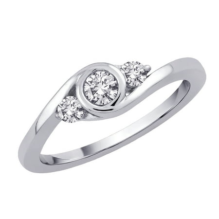 1/3 Ct Tw Ring - 3 Diamond Promise Ring in 14K White Gold (1/3 cttw)