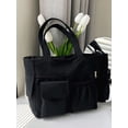 thumbnail image 4 of Gustave Large Tote Bag for Women Waterproof Oxford Multi Pocket Shoulder Handbag Travel Work Bags Casual Lightweight Top Handle Hobo Weekender Purse, Black, 4 of 8
