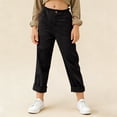 thumbnail image 4 of Kids Capri Pants Linen Button Down Elastic Waist Straight Leg Pant Summer Casual Comfy Clothes With Pockets (11-12 Years, Black), 4 of 8