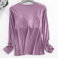 thumbnail image 5 of QATAINLAV Long Sleeve Shirts for Women Modal Soft Pajamas Tops with Chest Pads Solid Casual Round Neck Pullover Loungewear Purple L, 5 of 9