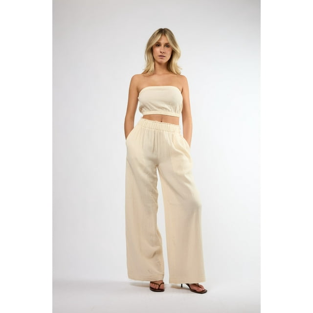 Viens Avec Moi Pantalon Froissé pour Femmes