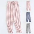 thumbnail image 3 of WREESH Womens Plaid Pajama Pants Fall Fashion Casual Comfortable Elastic Waist Bandage Pajama Full Length Pants Blue, 3 of 4