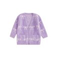 thumbnail image 1 of Gupgi Baby Toddler Girl Kinit Cardigan Fuzzy Long Sleeve Open Front Bow Print Sweater Spring Fall Outwear, 1 of 9