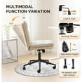 thumbnail image 4 of AEGFKD Mid Back Armless Office Desk Chair with Wheels/no Wheels,360°Rocking Swivel Vanity Chair with Thickened Cushion,Adjustable Height Rolling for Reading Room, Make up,Linen Beige, 4 of 7